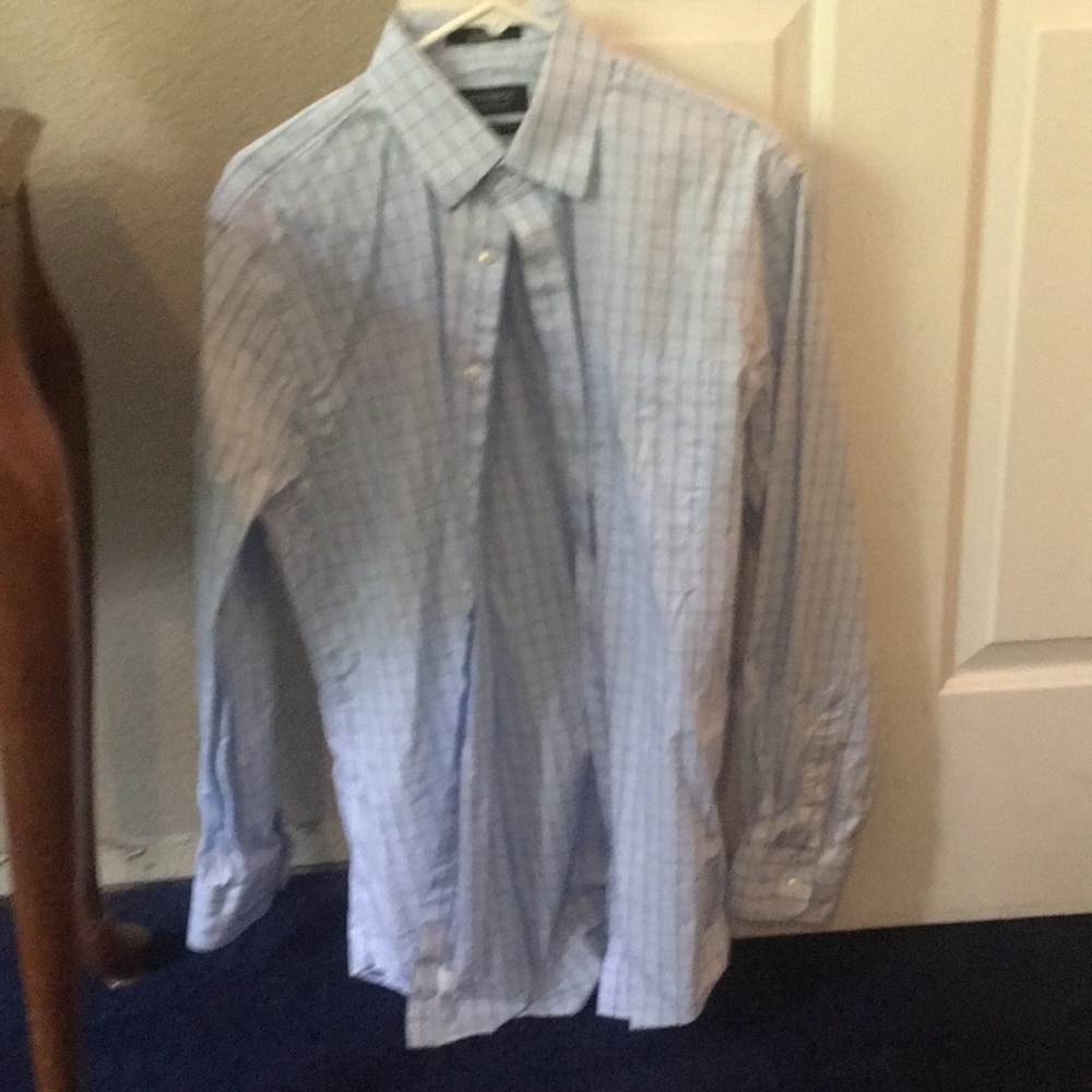 Blue patterned button down shirt